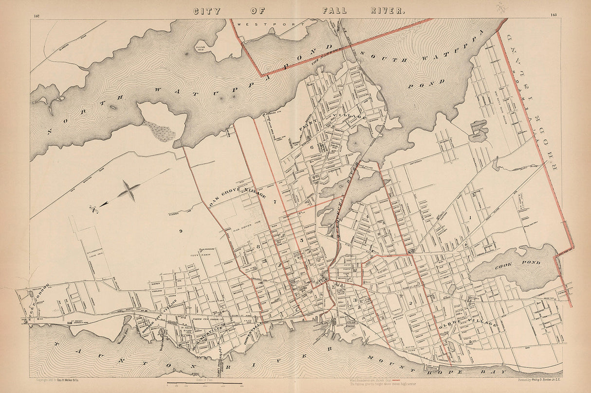 1891 Map of Fall River Massachusetts
