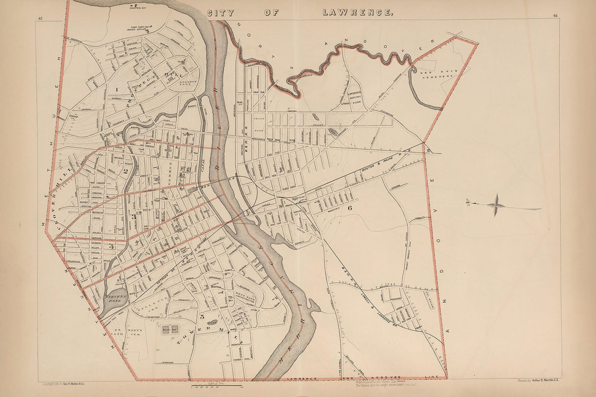 1891 Map of Lawrence Massachusetts