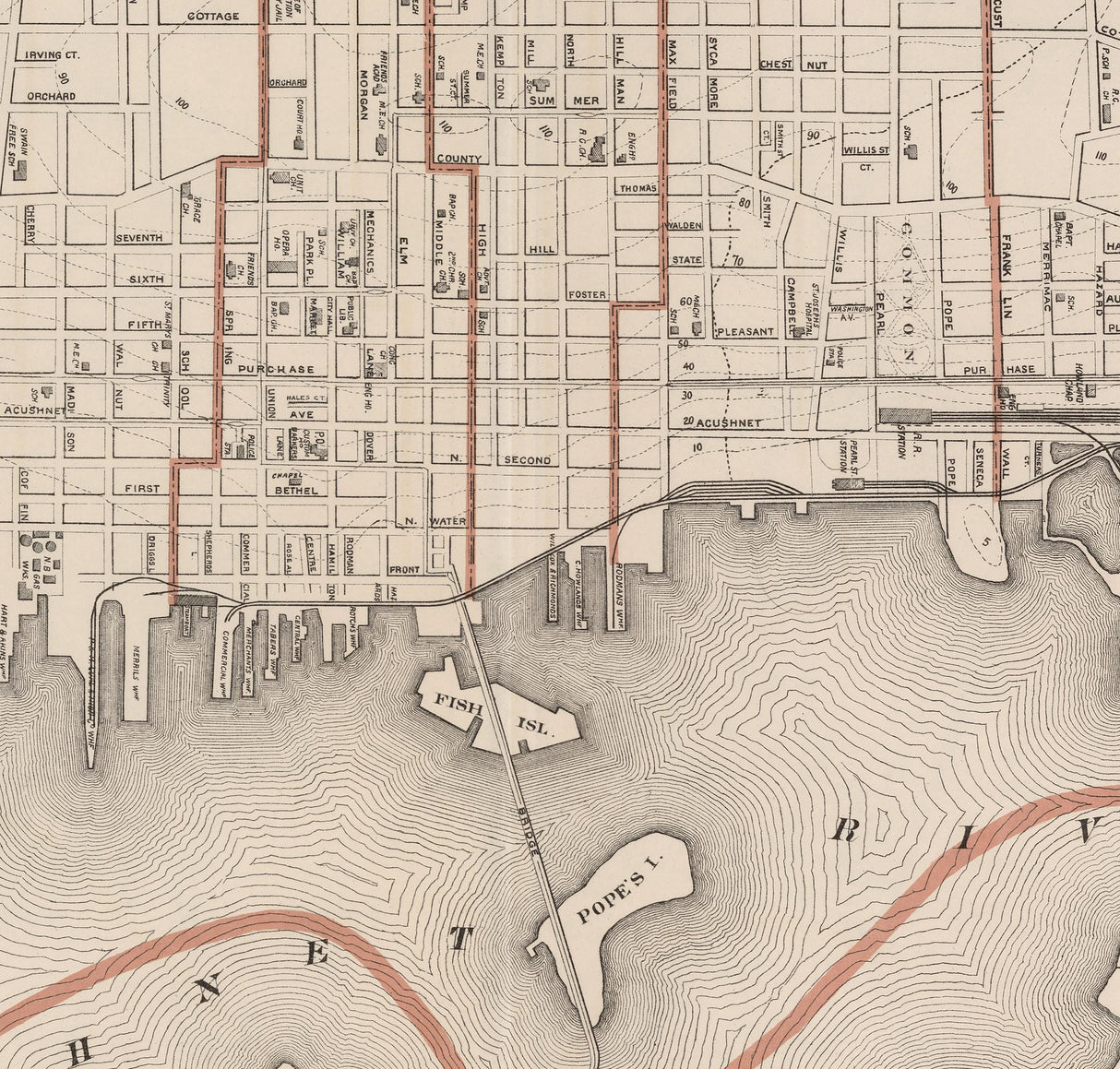 1891 Map of New Bedford Massachusetts