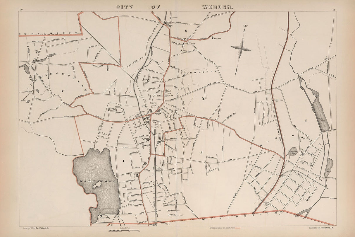 1891 Map of Woburn Massachusetts