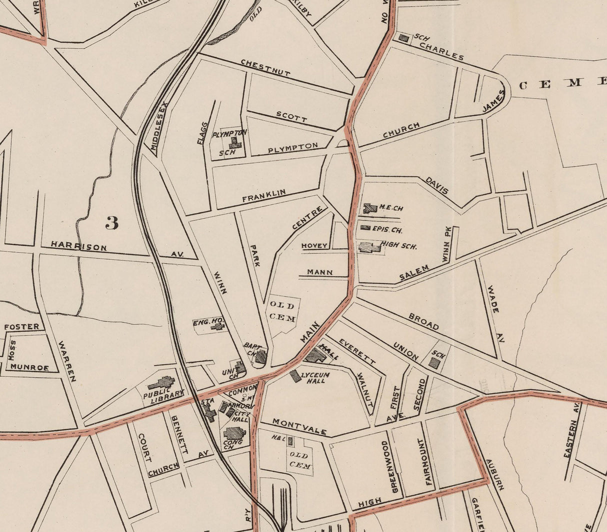 1891 Map of Woburn Massachusetts