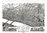 1875 Panoramic Map of Springfield Massachusetts