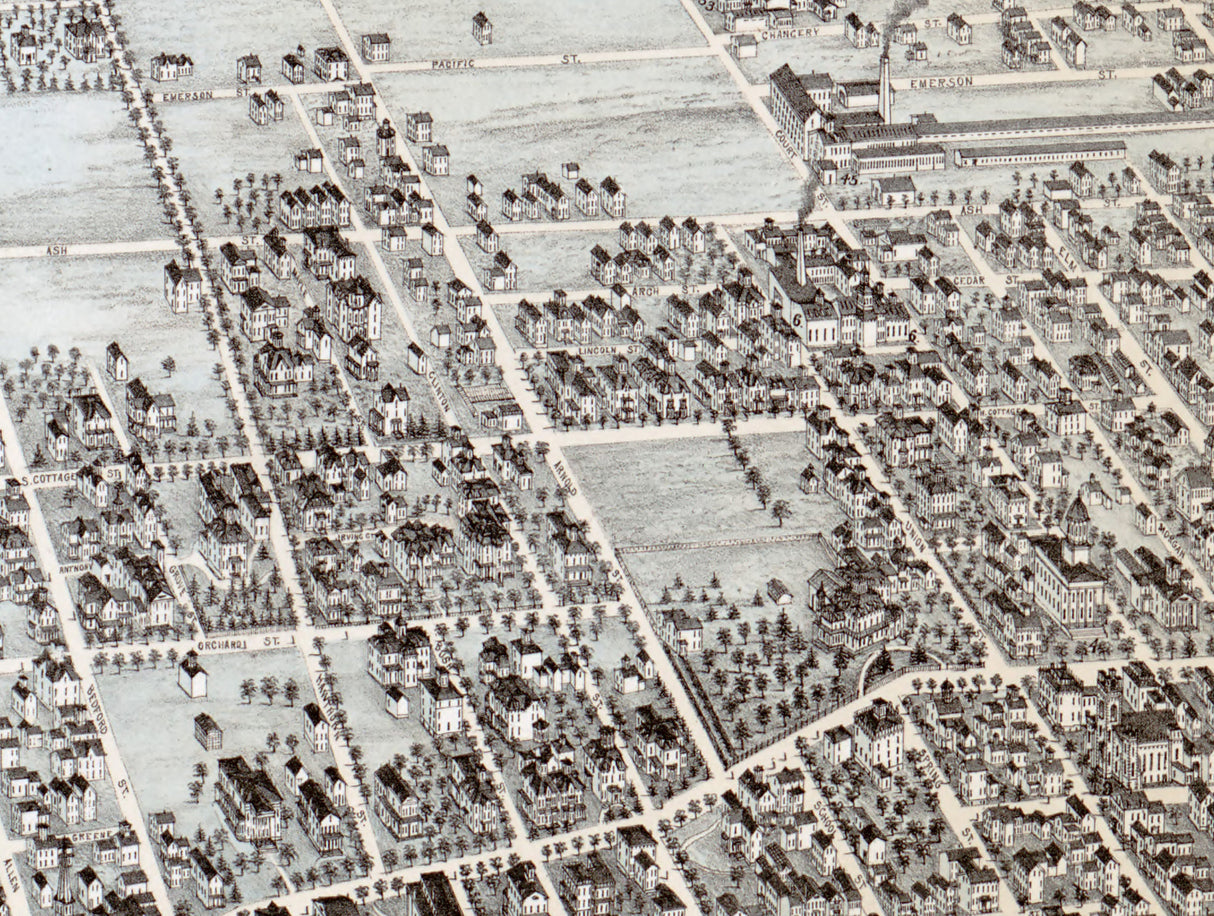 1876 Panoramic Map of New Bedford Massachusetts