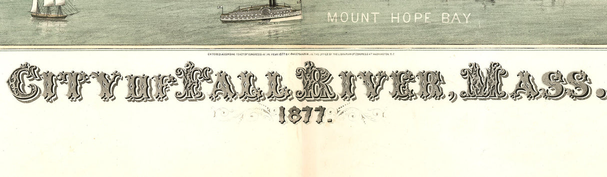 1877 Panoramic Map of Fall River Massachusetts
