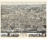 1878 Panoramic Map of Brockton Massachusetts