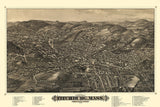 1882 Panoramic Map of Fitchburg Massachusetts