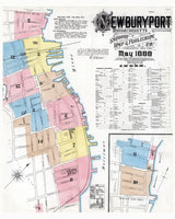 1888 Town Map of Newburyport Essex County Massachusetts