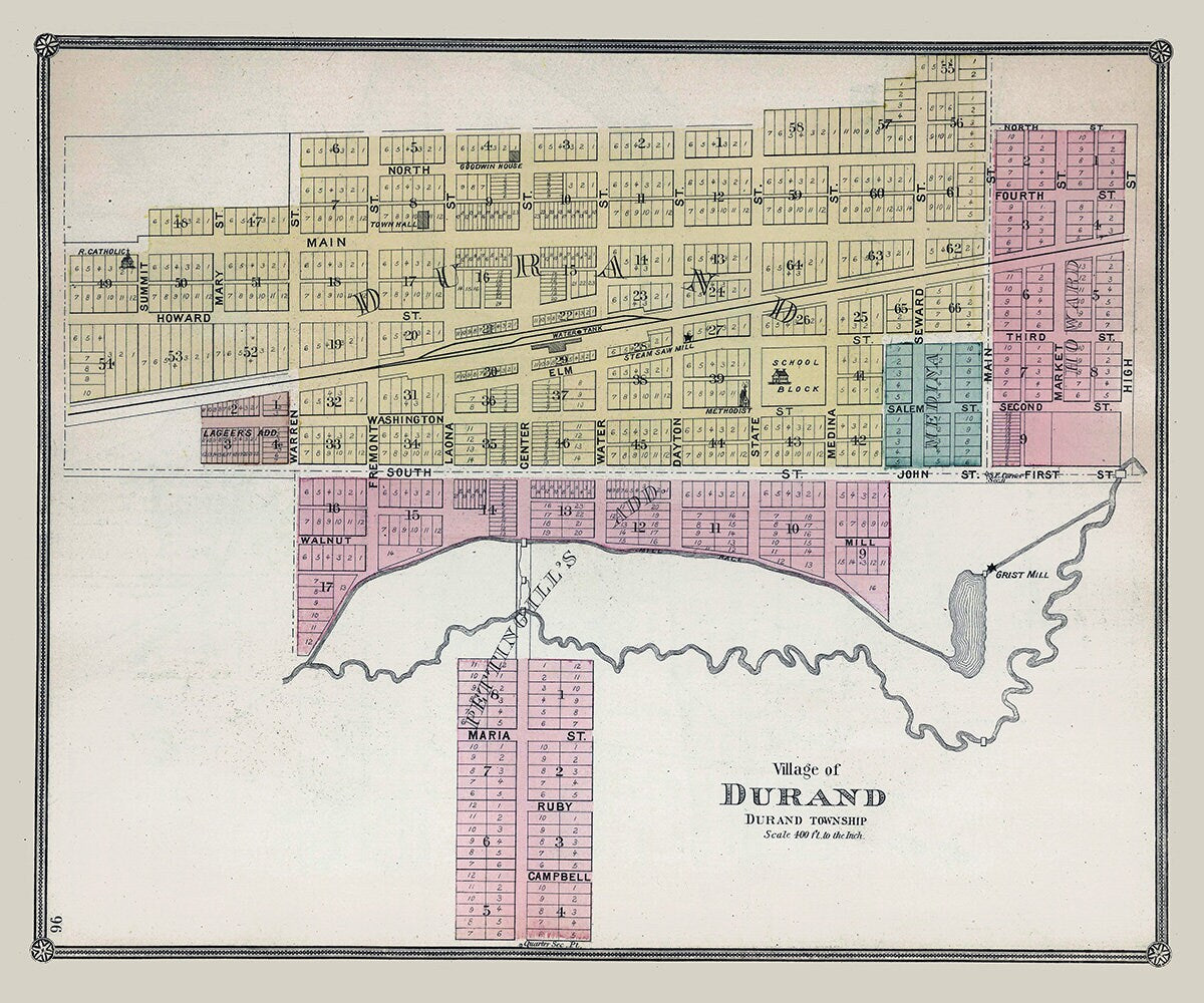 1886 Map of Durand Winnebago County Illinois