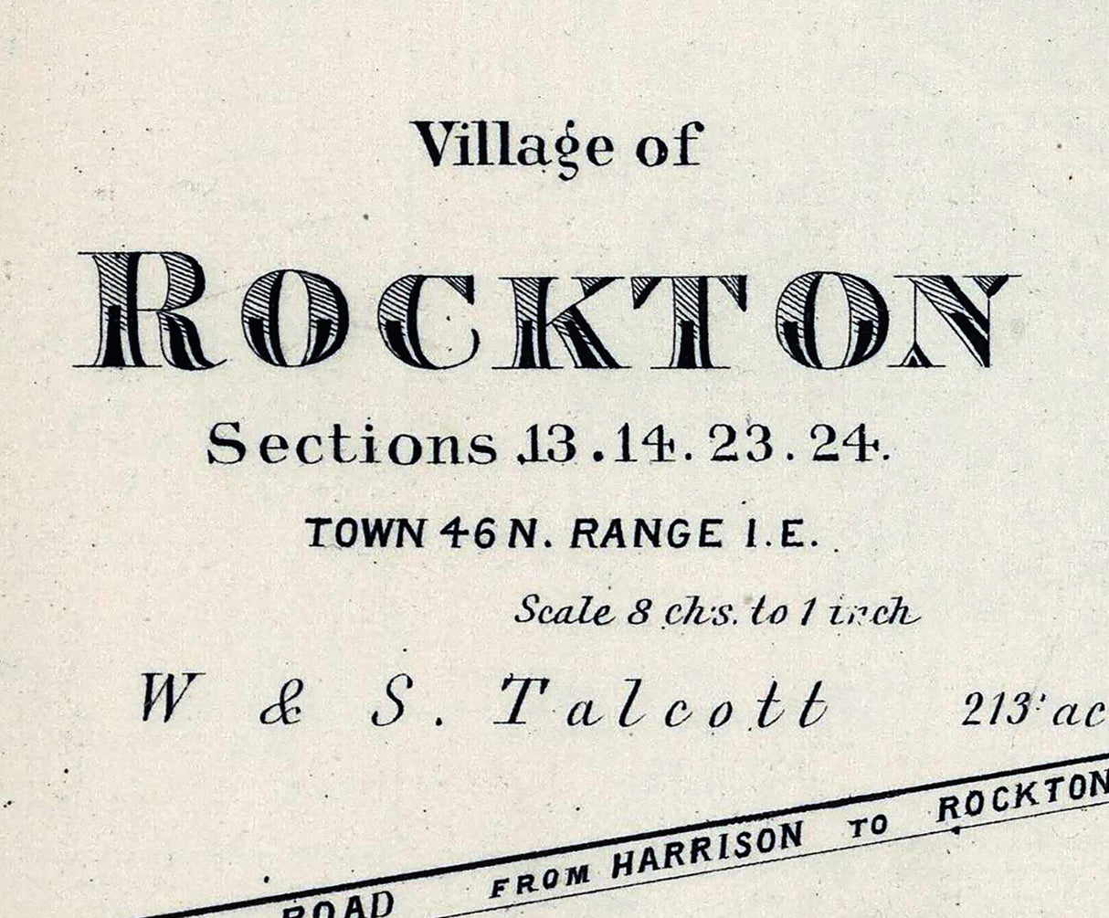 1886 Map of Rockton Winnebago County Illinois