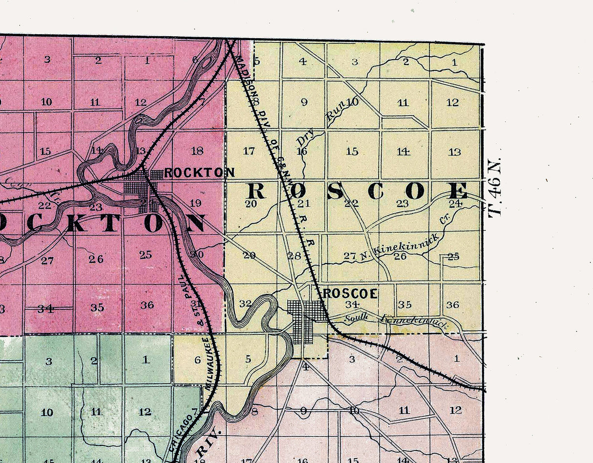 1886 Map of Winnebago County Illinois