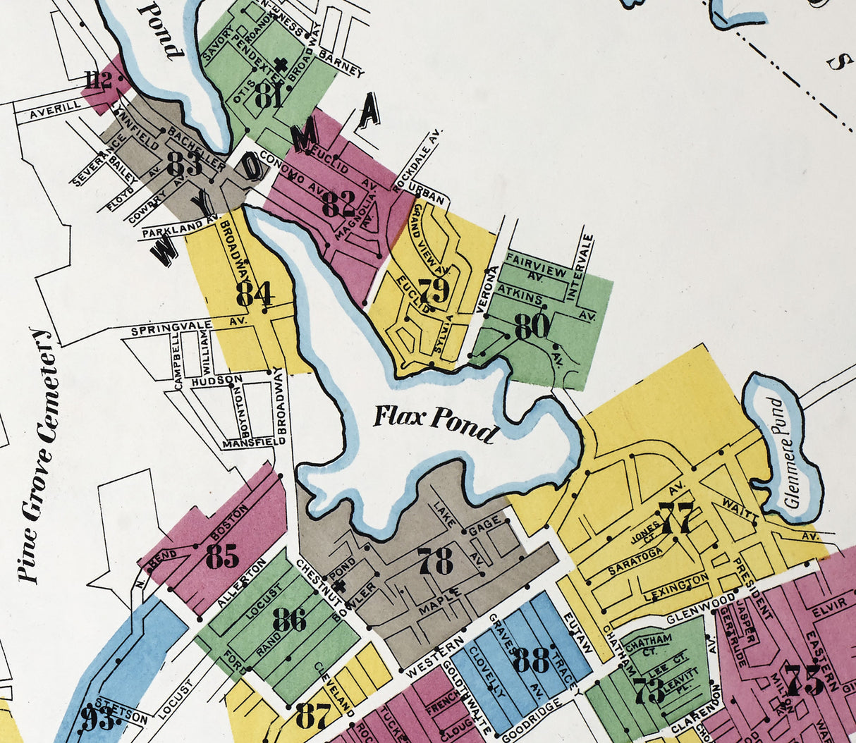 1908 Town Map of Lynn Essex County Massachusetts