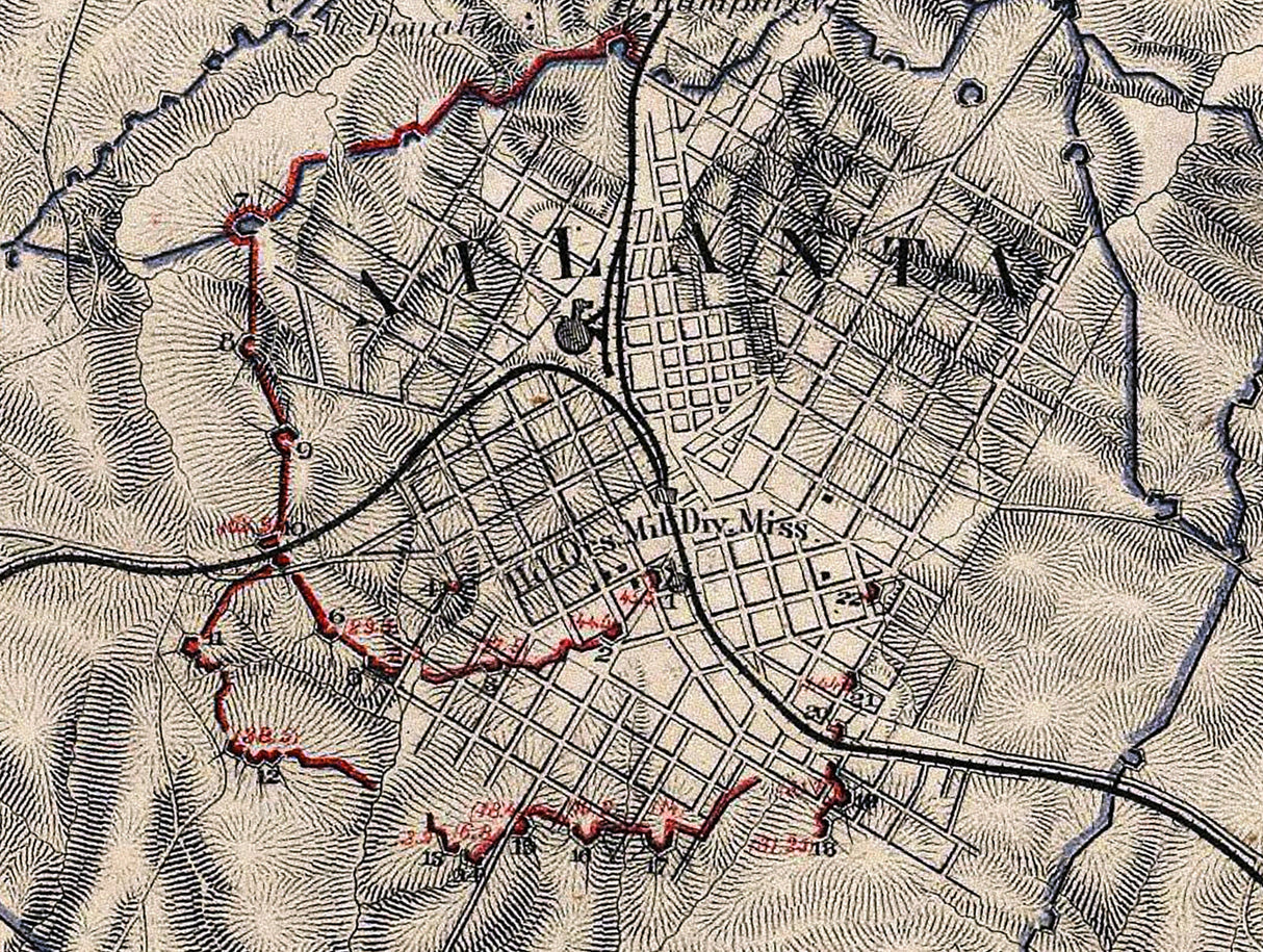 1864 Map of Atlanta Georgia During Civil War