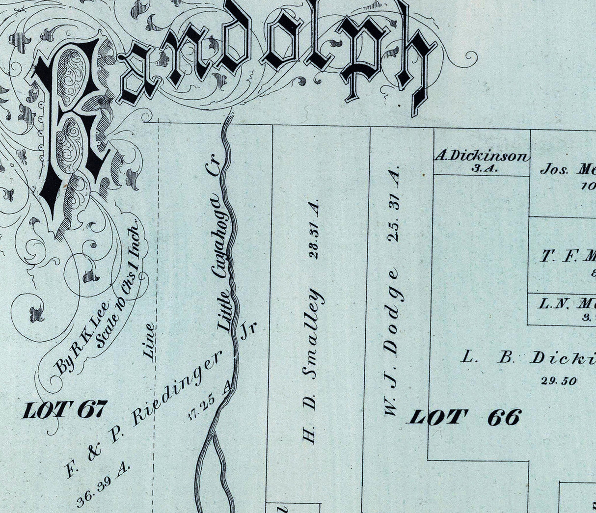 1874 Map of Garrettsville Portage County Ohio Randolph Atwater Station