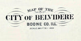1886 Map of Belvidere Boone County Illinois
