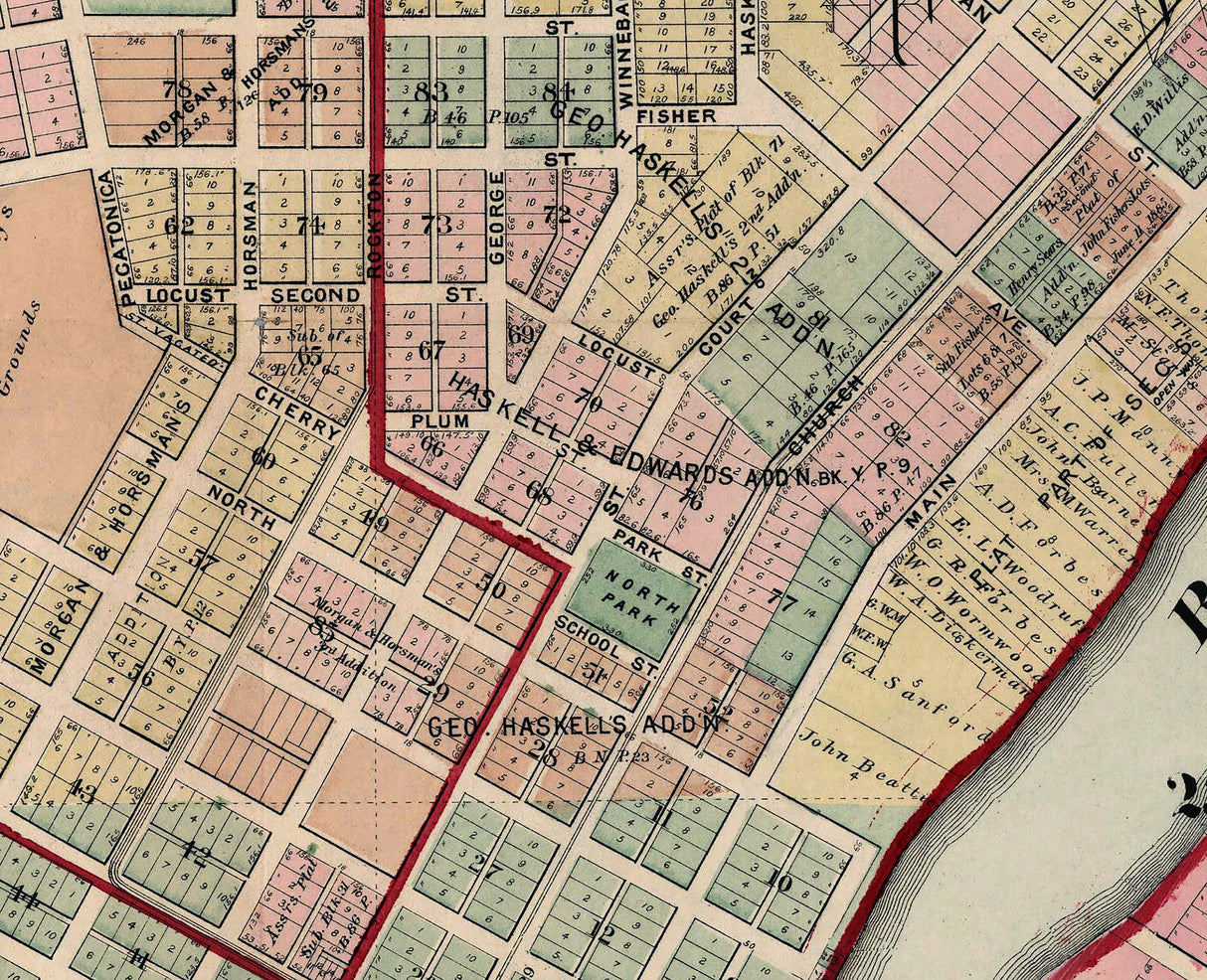 1886 Map of Rockford Boone County Illinois
