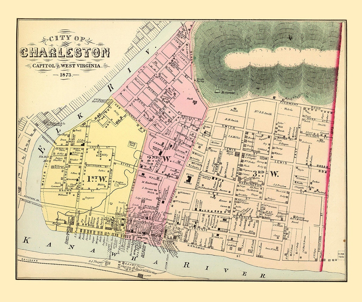 1873 Map of Charleston West Virginia