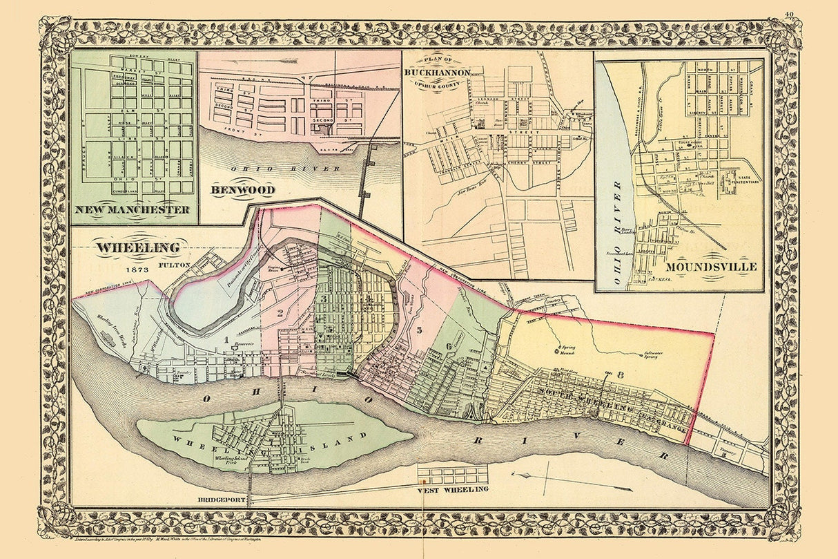1873 Map of Wheeling West Virginia