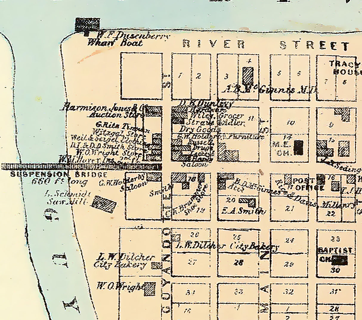 1873 Map of Cuyandotte Cabell County West Virginia
