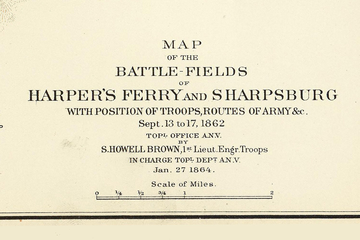 1867 Map Battle of Antietam Sharpsburg Maryland and Harpers Ferry
