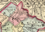 1873 Map of Tyler Ritchie Pleasants Wood and Wirt County West Virginia