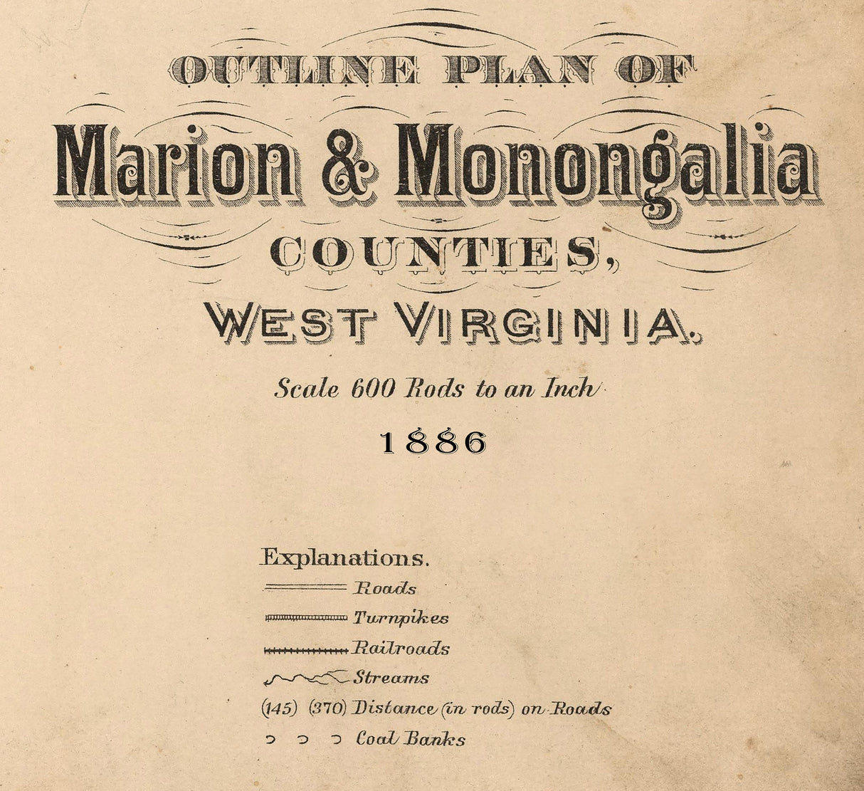 1886 Map of Marion and Monongalia County West Virginia