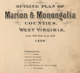 1886 Map of Marion and Monongalia County West Virginia