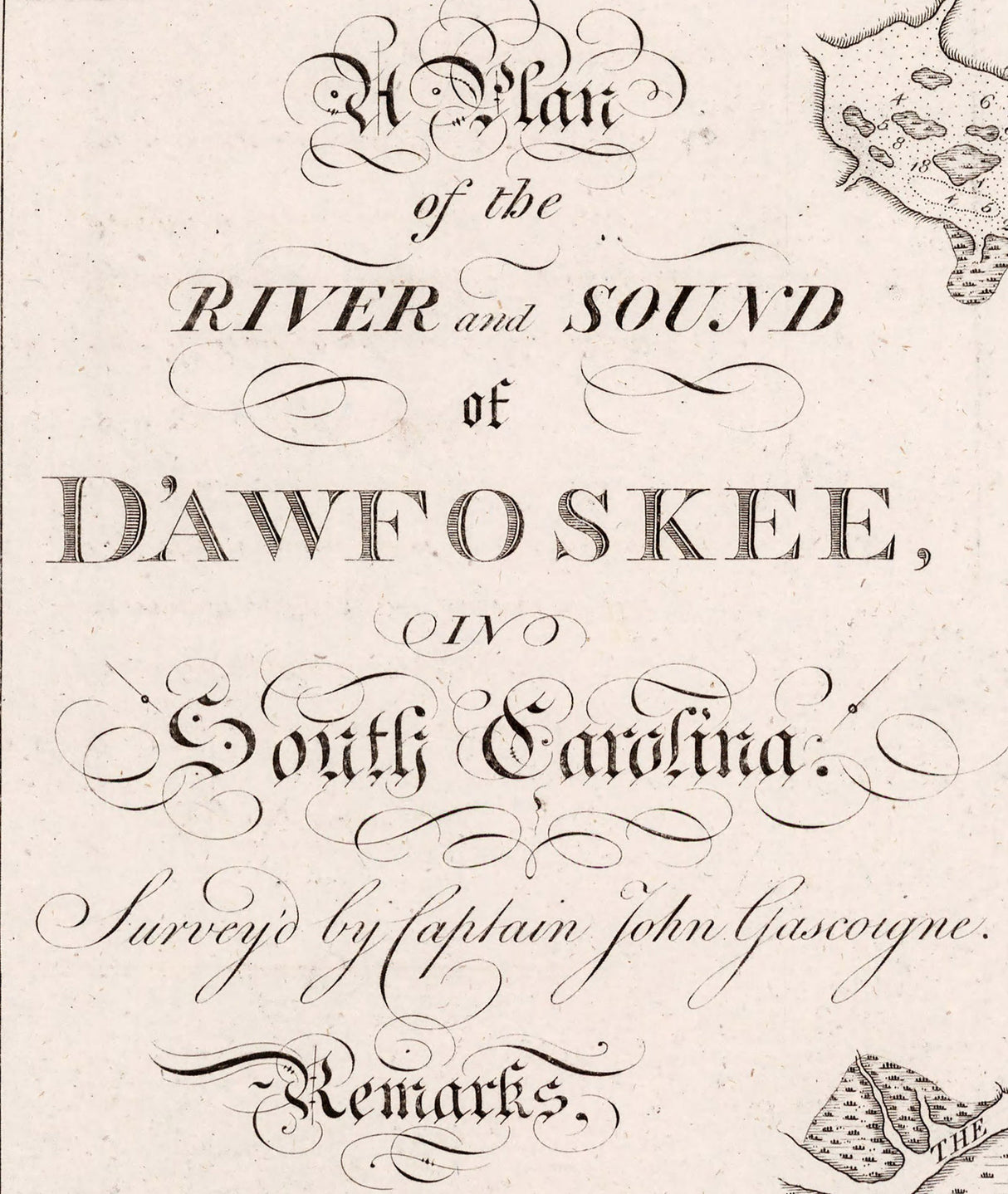 1776 Nautical Chart of Dawfoskee Sound South Carolina