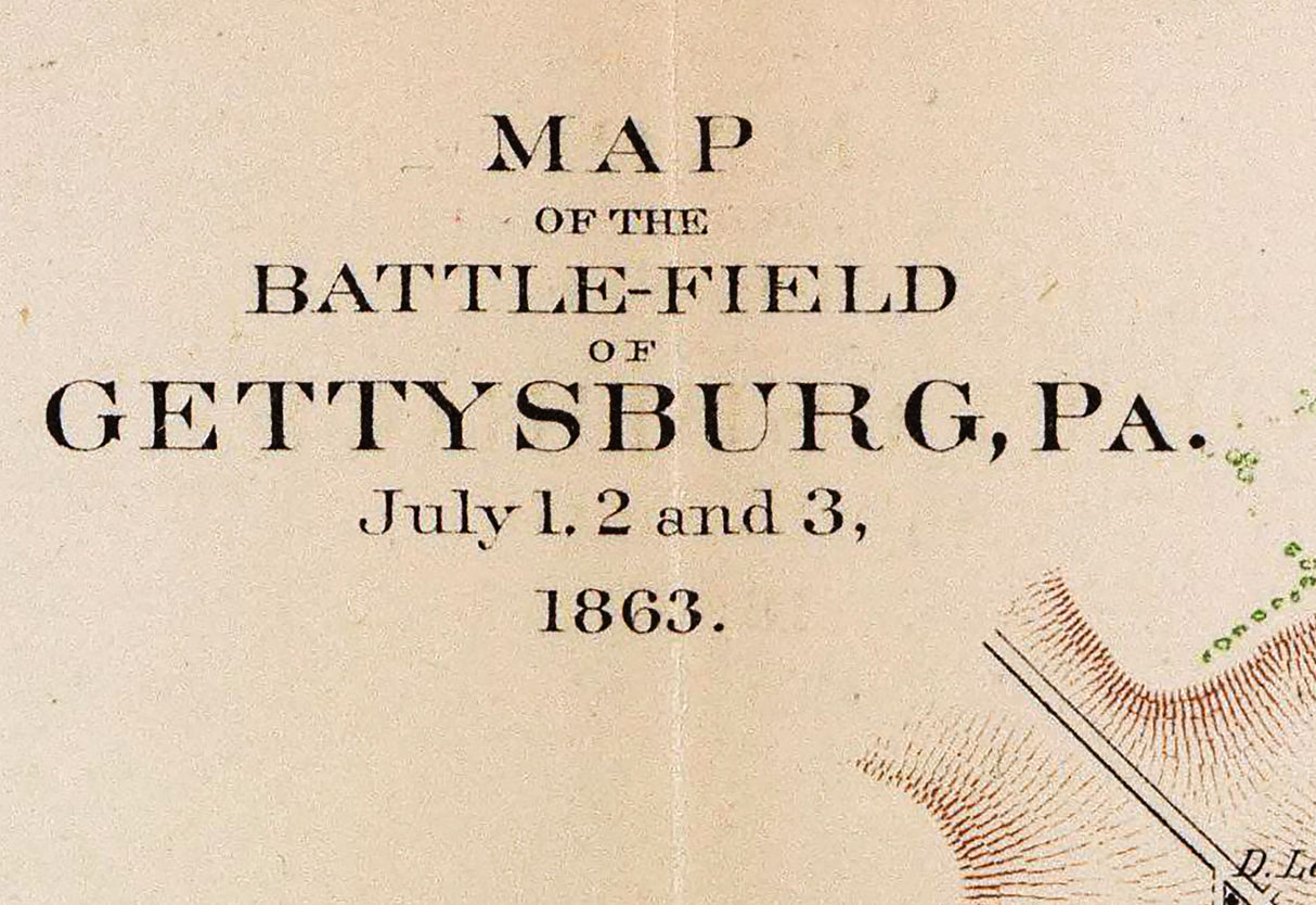 1863 Map of Gettysburg Pennsylvania Civil War