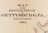 1863 Map of Gettysburg Pennsylvania Civil War
