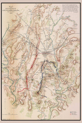 1863 Map of Gettysburg Pennsylvania Civil War