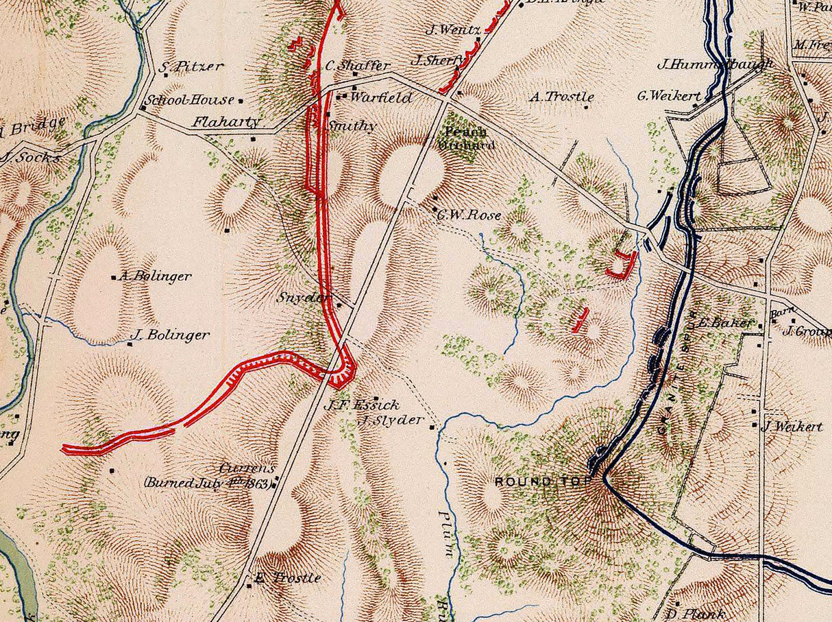 1863 Map of Gettysburg Pennsylvania Civil War