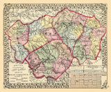 1873 Map of Calhoun Gilmer Braxton Lewis and Upshur County West Virginia