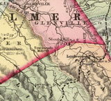 1873 Map of Calhoun Gilmer Braxton Lewis and Upshur County West Virginia