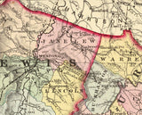 1873 Map of Calhoun Gilmer Braxton Lewis and Upshur County West Virginia