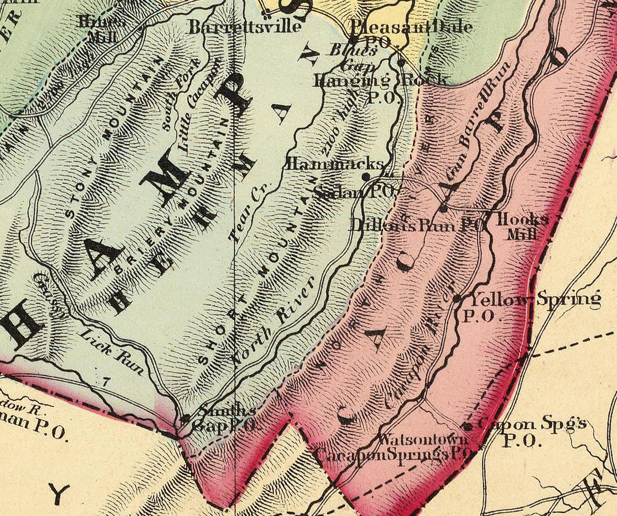 1873 Map of Mineral and Hampshire County West Virginia