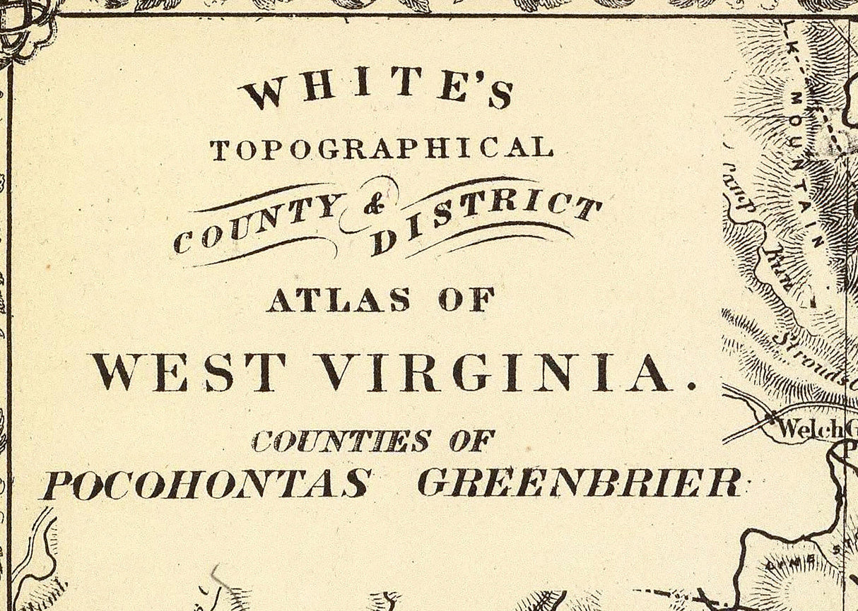 1873 Map of Pocohontas and Greenbrier County West Virginia