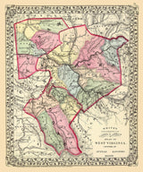 1873 Map of Putnam Kanawha and Boone County West Virginia