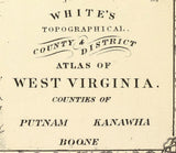 1873 Map of Putnam Kanawha and Boone County West Virginia