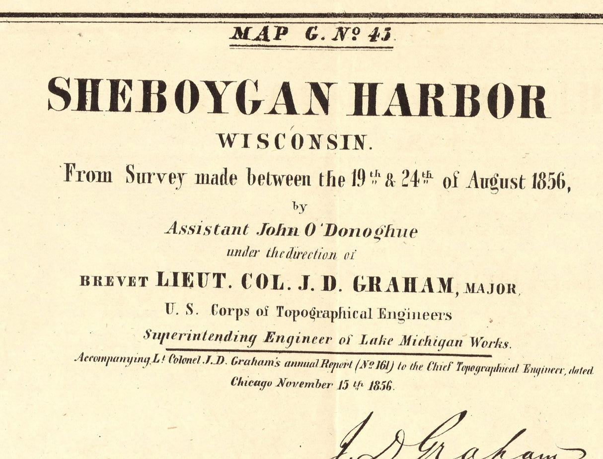 1856 Map of Sheboygan Harbor Wisconsin