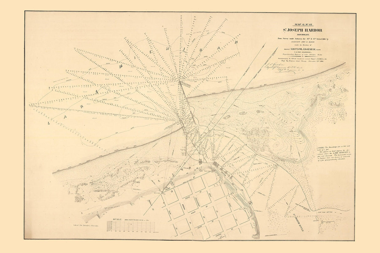 1856 Nautical Chart of St Joseph Harbor Michigan