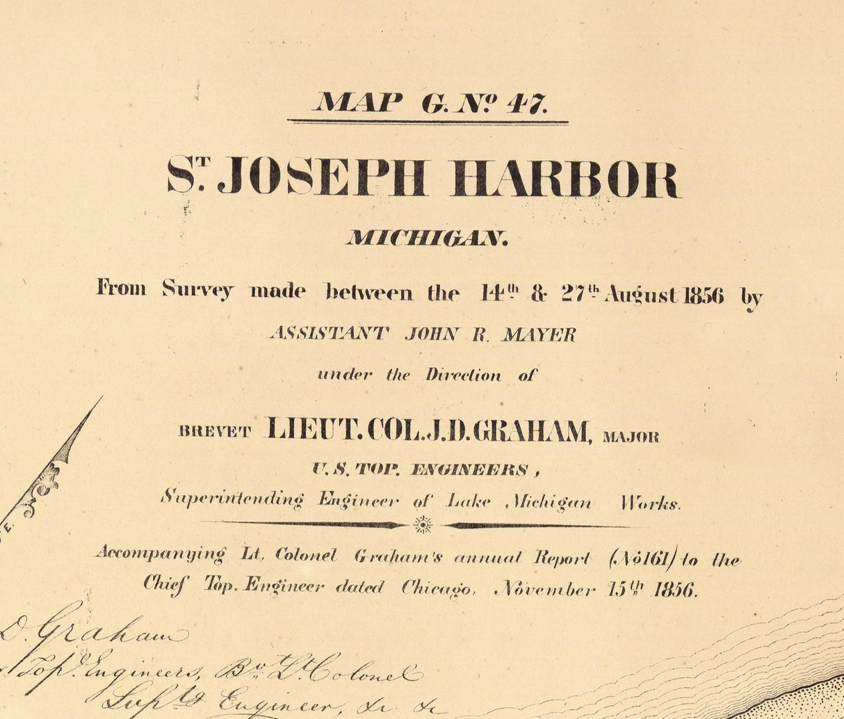 1856 Nautical Chart of St Joseph Harbor Michigan
