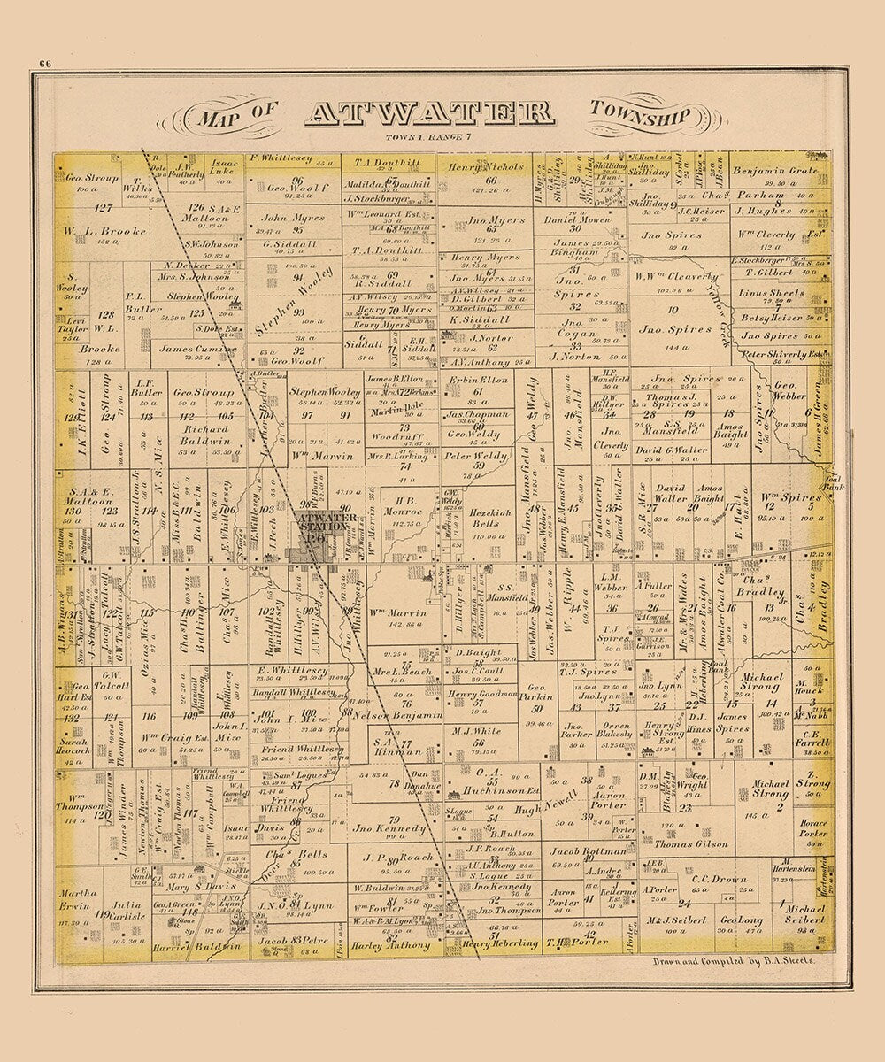 1874 Map of Atwater Township Portage County Ohio