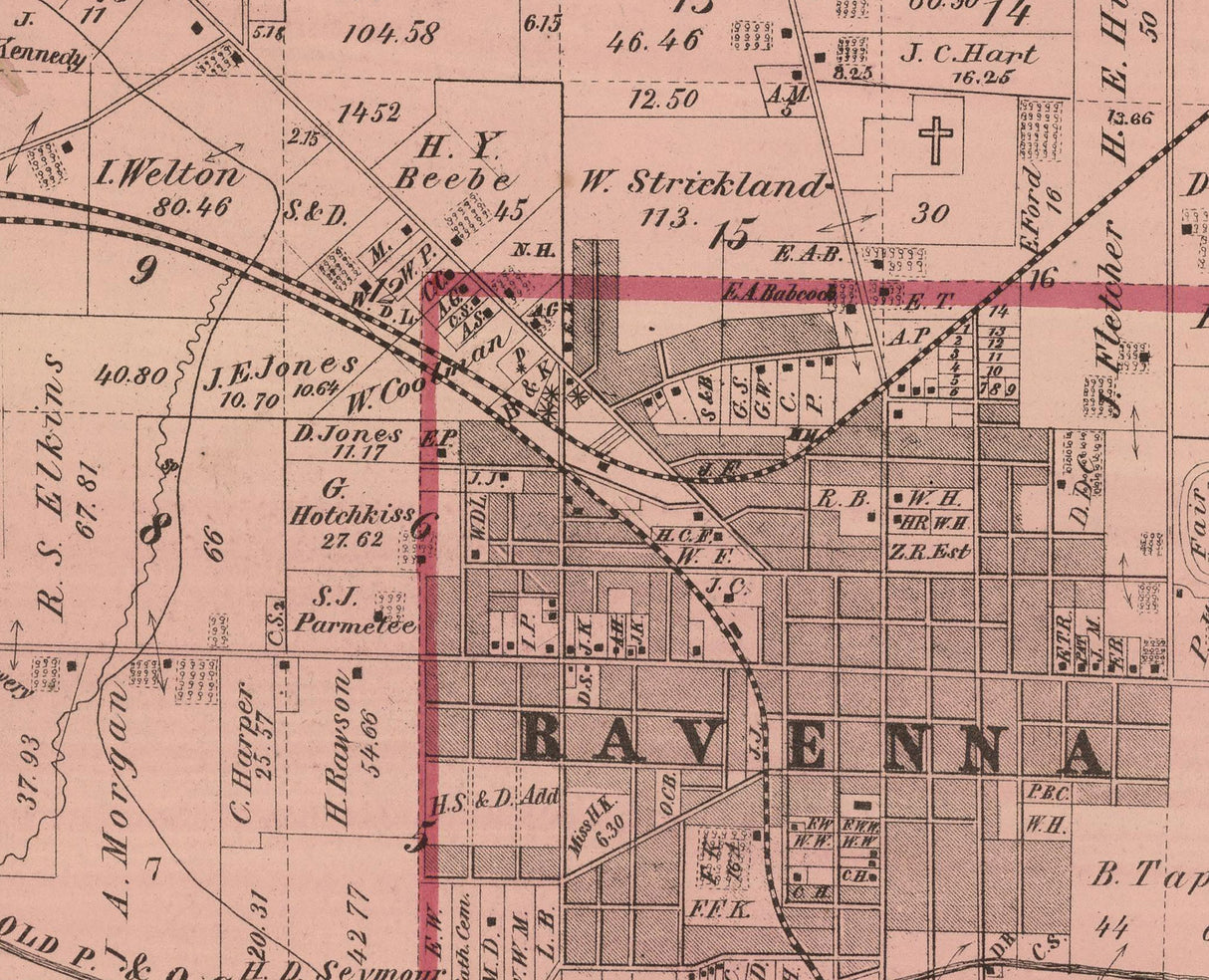 1874 Map of Ravenna Township Portage County Ohio