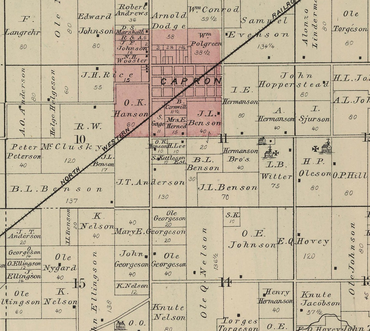 1886 Map of Boone Township Boone County Illinois