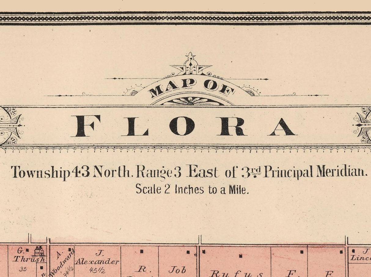 1886 Map of Flora Township Boone County Illinois