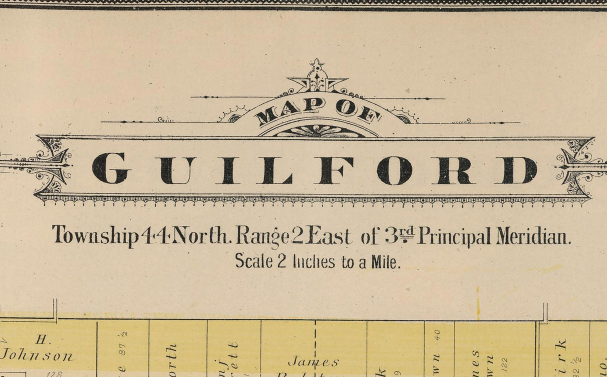1886 Map of Guilford Township Winnebago County Illinois