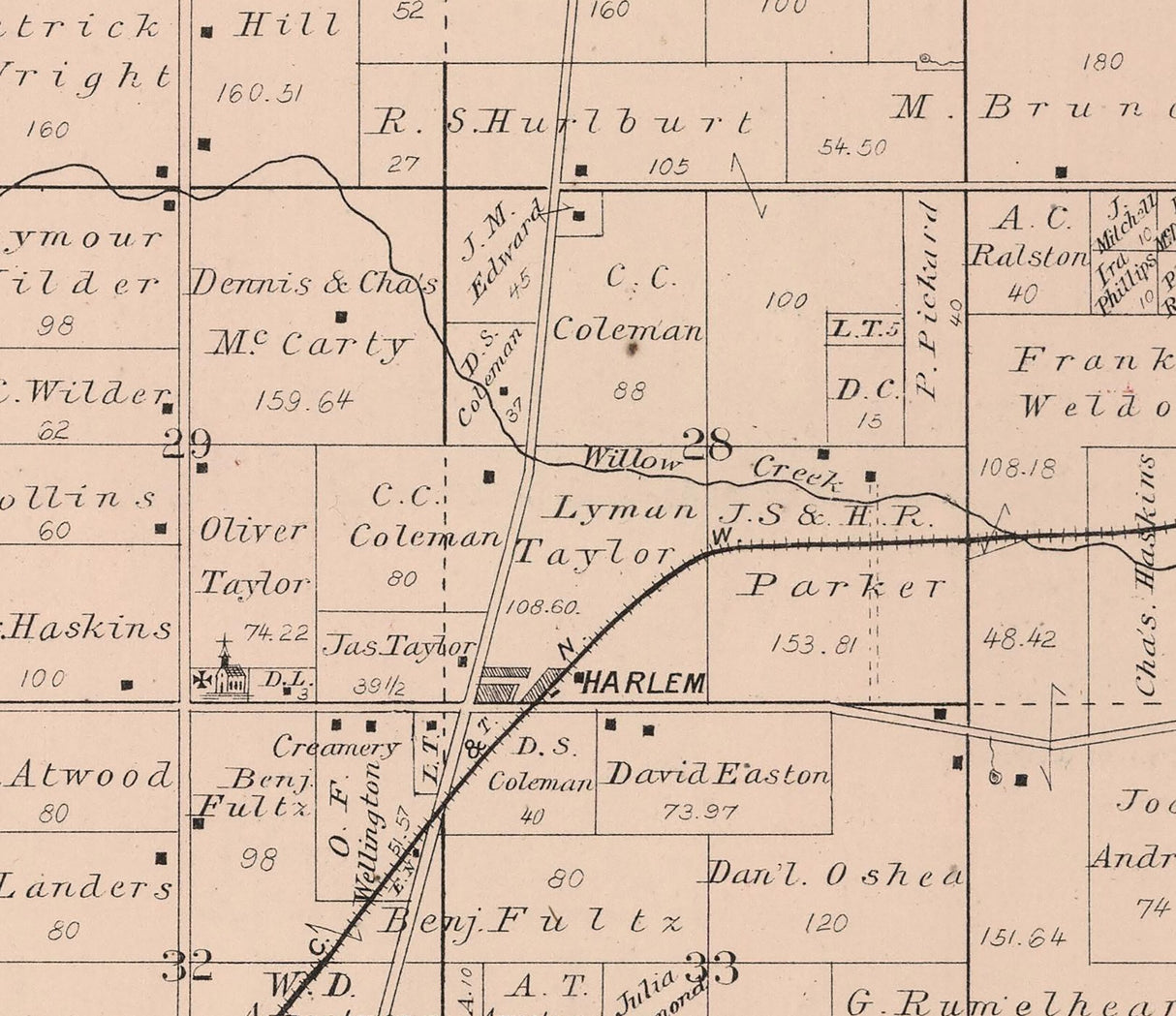 1886 Map of Harlem Township Winnebago County Illinois