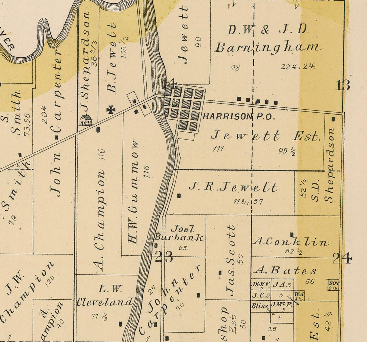 1886 Map of Harrison Township Winnebago County Illinois