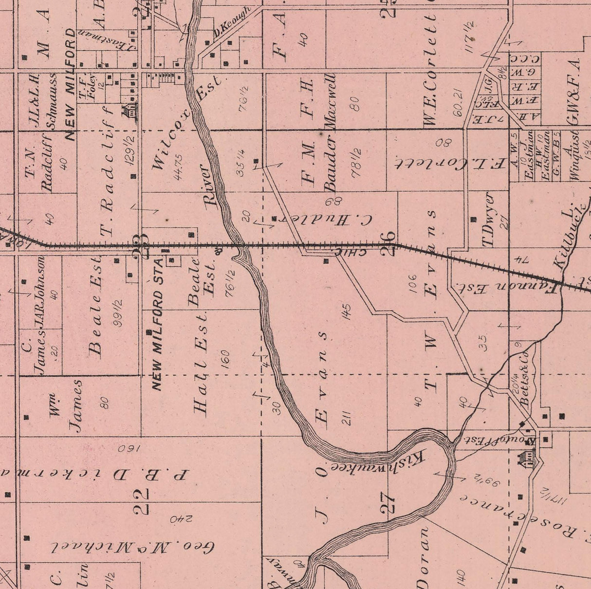 1886 Map of New Milford Township Winnebago County Illinois