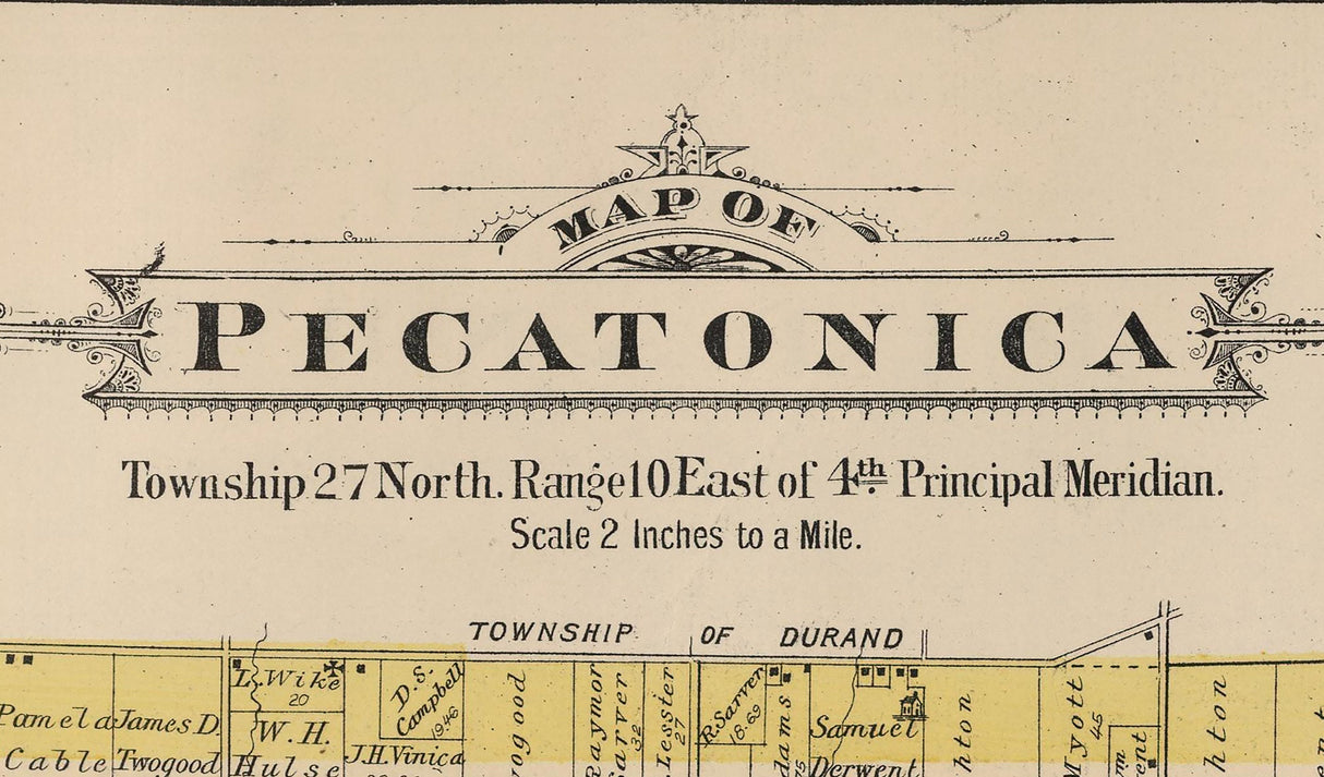 1886 Map of Pecatonica Township Winnebago County Illinois
